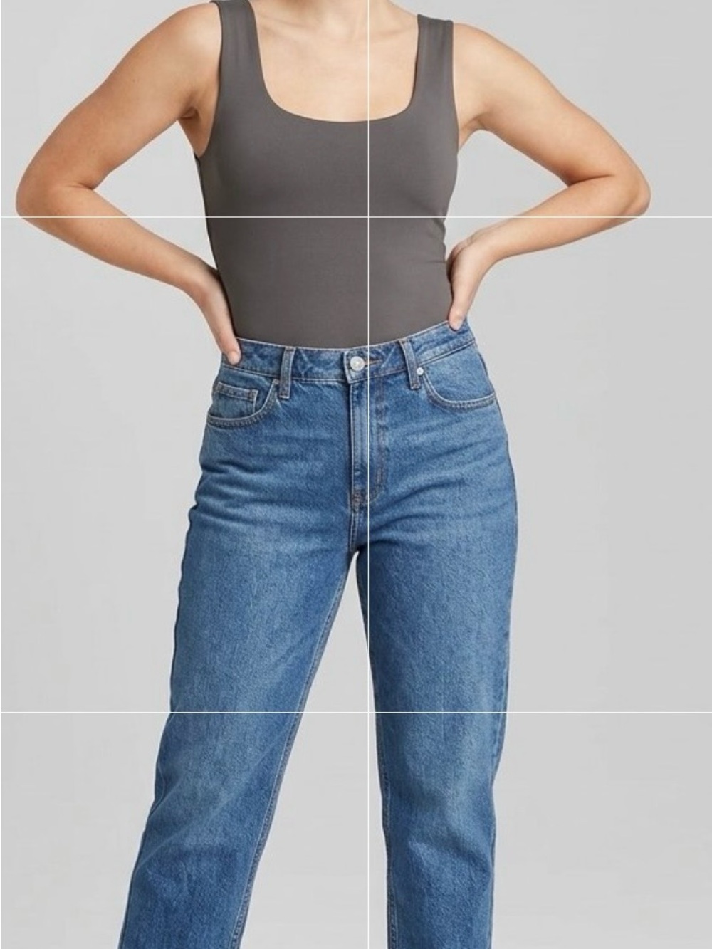 NWT A New Day Essential Tank Bodysuit Gray Charcoal Scoop Neck Stretch